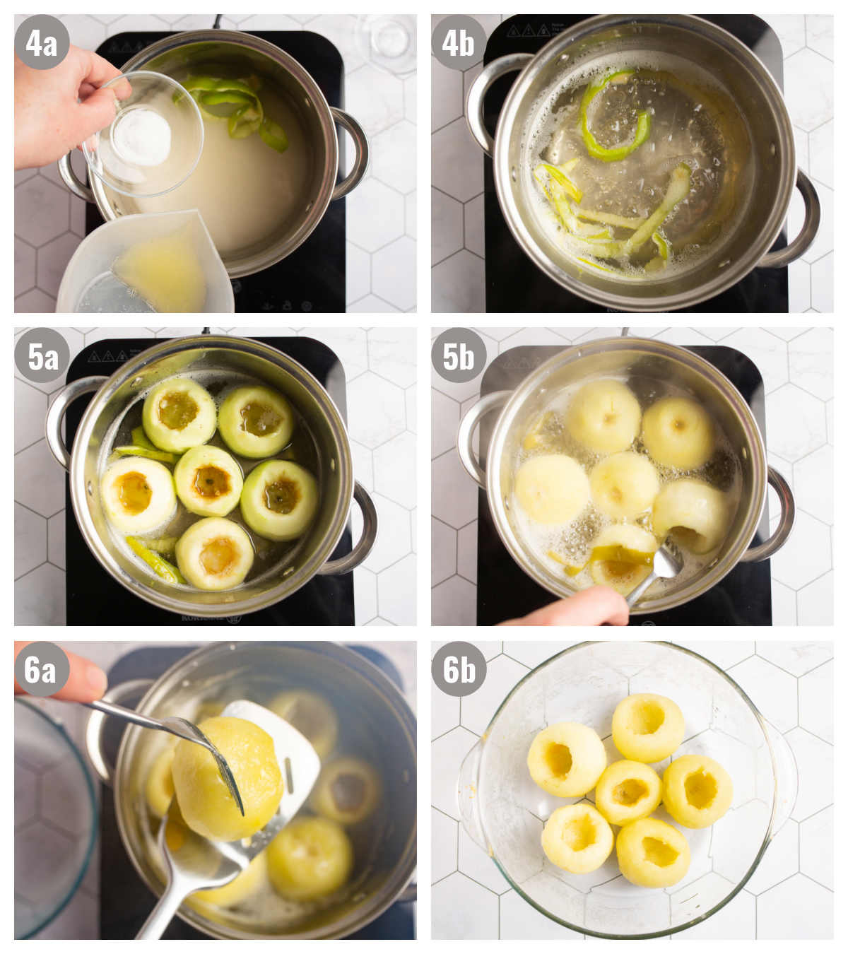 Apples cooked in six photos.
