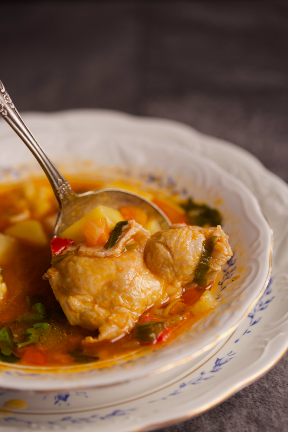 Paprikash in a ladle. 