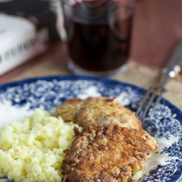 Let me break down these red wine veal schnitzels. Today we're making veal (which is nothing but a younger version of beef) schnitzels (basically just means breaded meat), baked in red wine (I don't need to explain red wine to you).