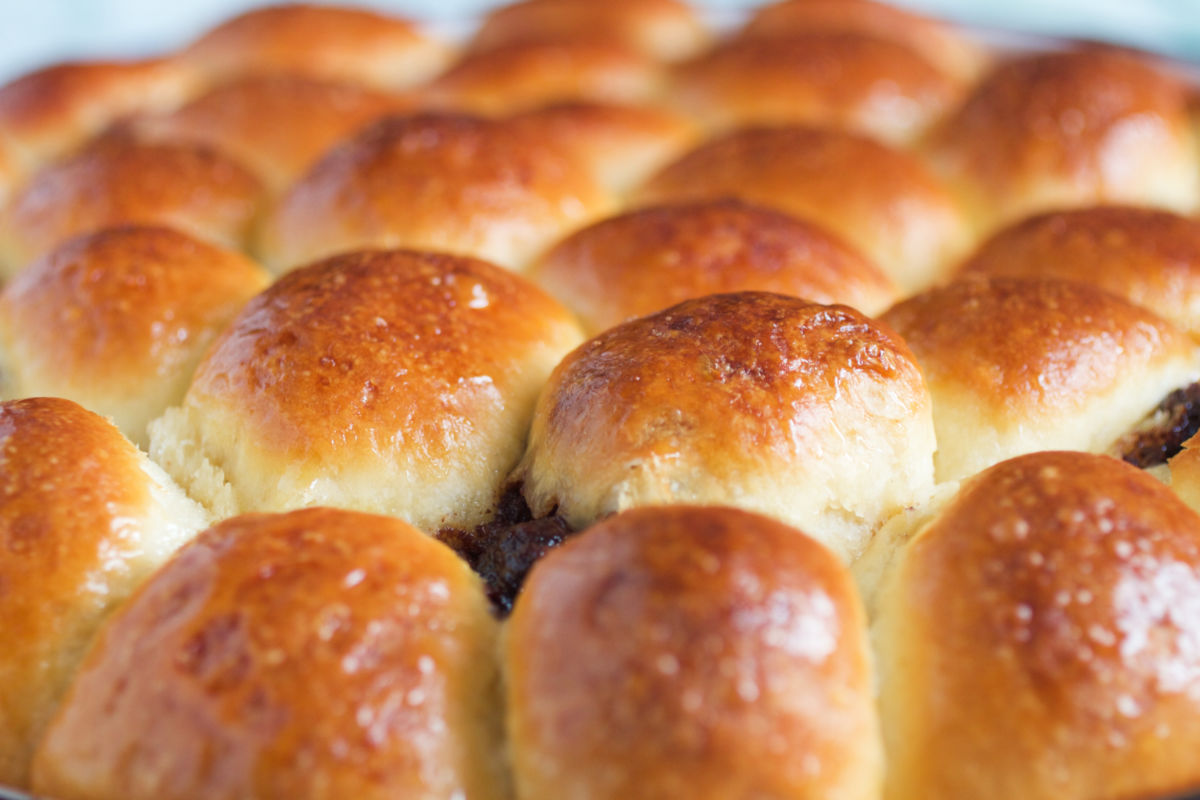 Buhtle jam rolls closeup.