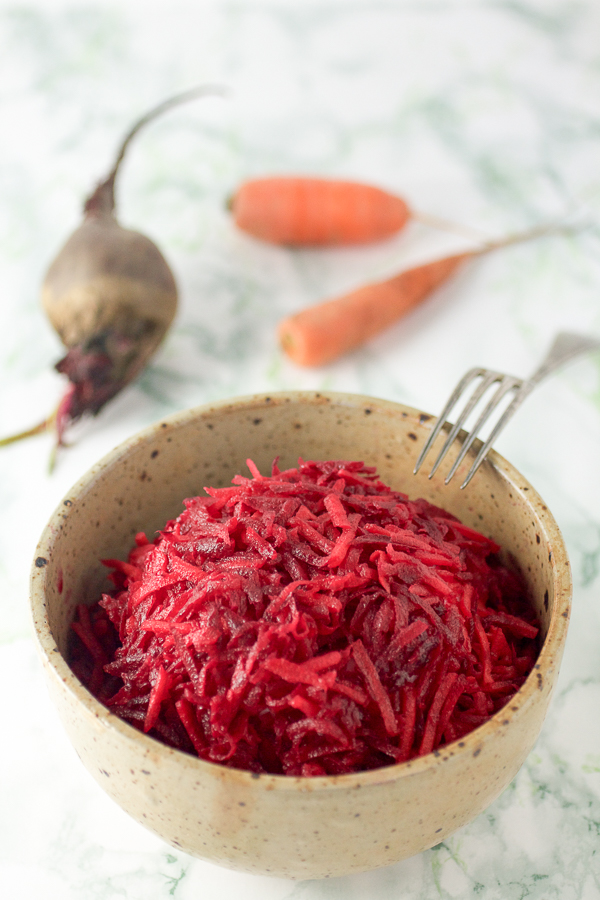 Healthy and tasty beet and carrot salad.