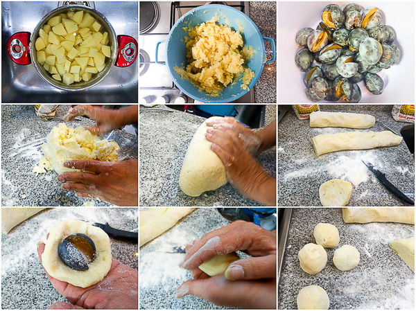 Plums encased in a potato based dumpling dough, boiled and breaded. An old Balkan delicacy.