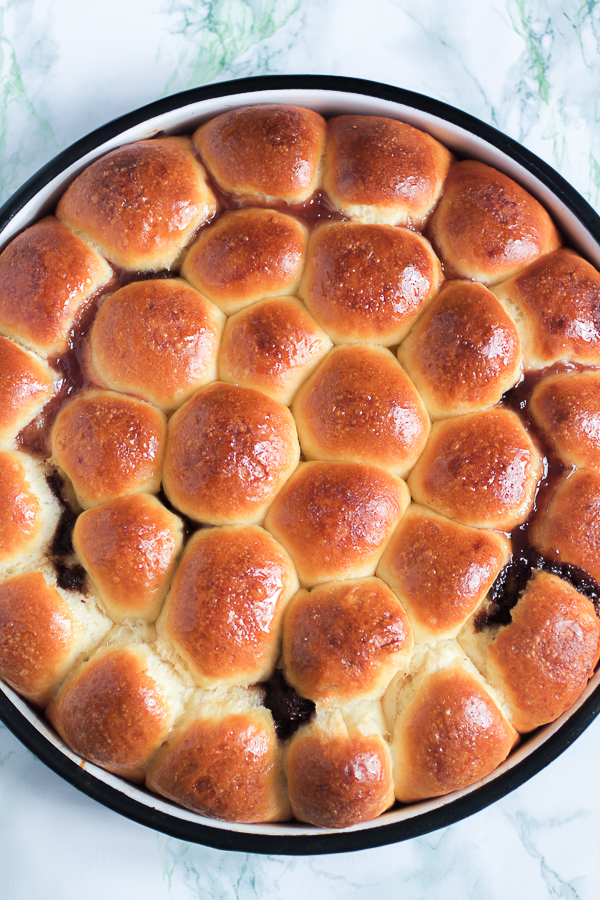 Thick and plump marmalade rolls.