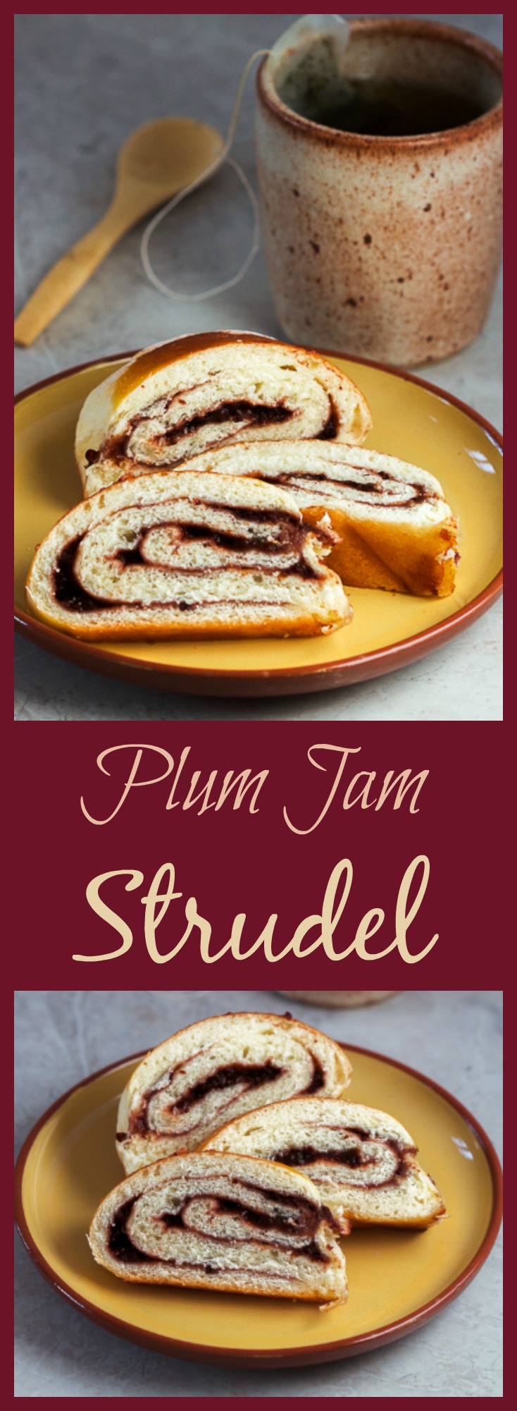 Soothe your appetite for pastries with a warm, plum jam filled strudel. All that this straightforward dessert requires from you is a little patience while waiting for the dough to rise. Perfect with a cup of tea on a rainy weekend afternoon. 