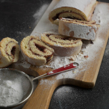Roulade on a cutting board.