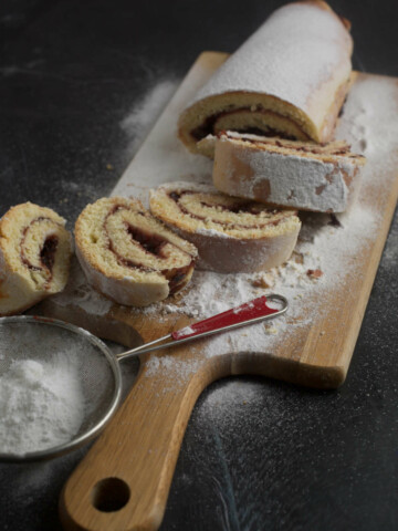 Roulade on a cutting board.