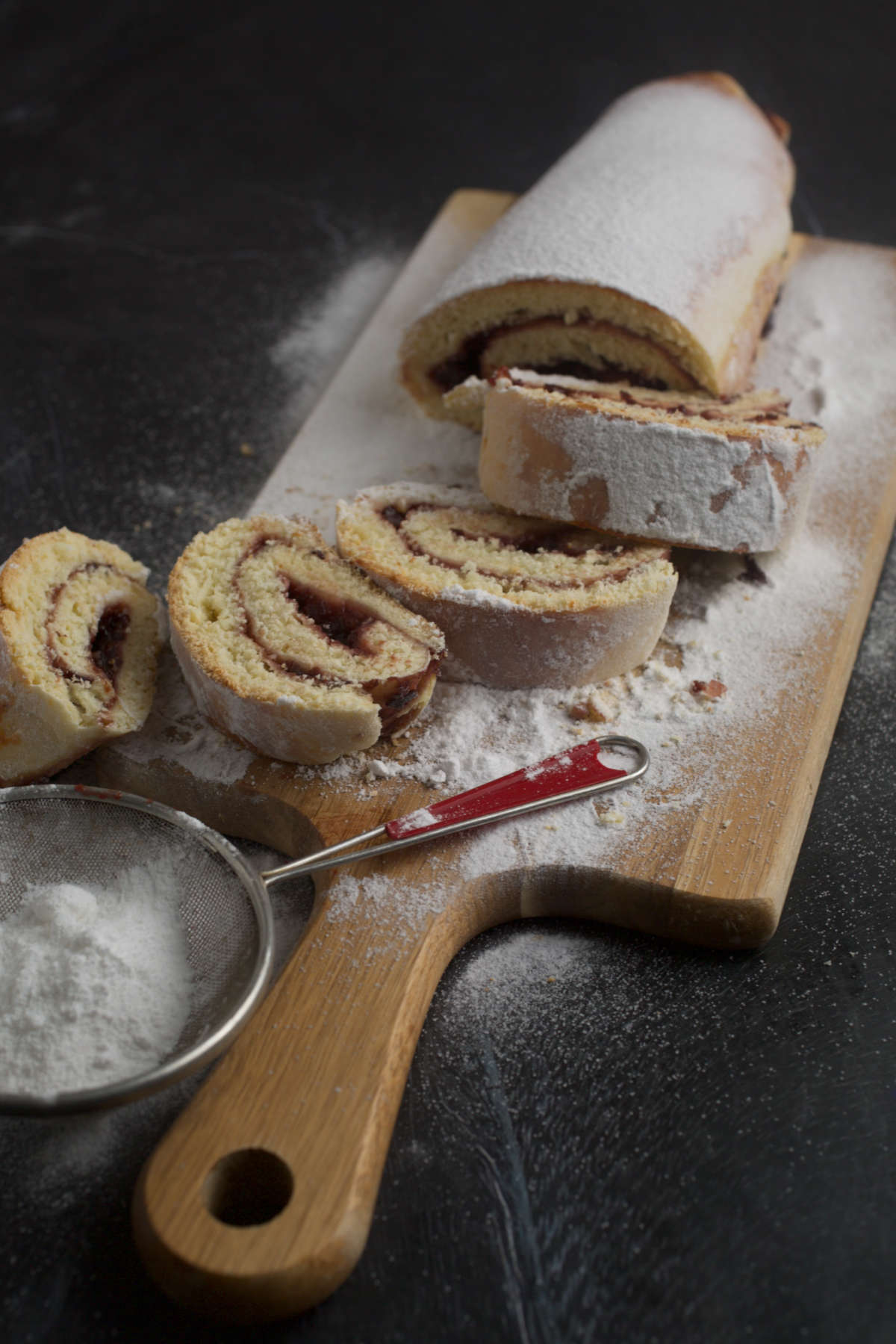 Roulade on a cutting board. 