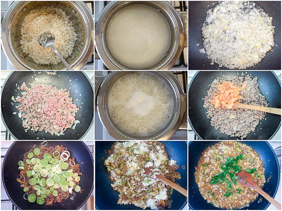Leek and ground beef risotto, a quick, one-pan dish to get all your basics in: protein, carbs and fat. 
