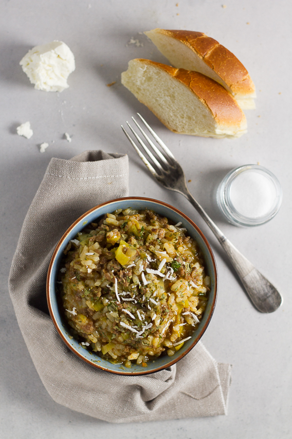 Leek and Ground Beef Risotto - Balkan Lunch Box