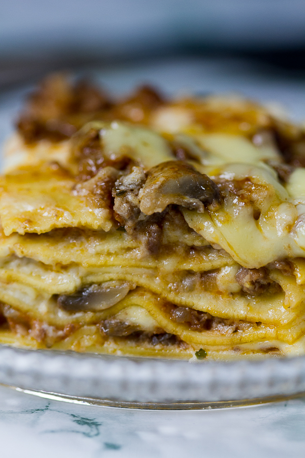 Lasagna with bechamel and bolognese sauces 
