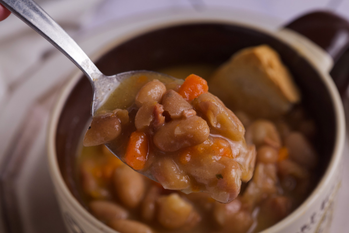 Spoonful of bean soup.