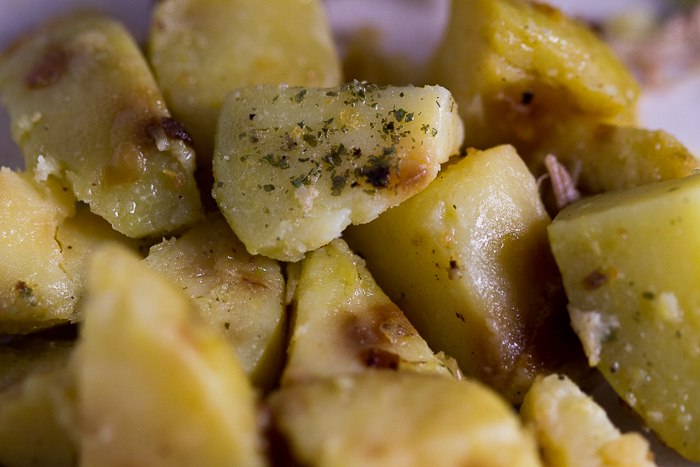 Classic veal (under) shoulder roast with onion potatoes. What you get is succulent, falling-off-the-bone meat, as perfect pairing with potatoes that were first boiled then simmered over onion for a seamless soft+crunch combo.  