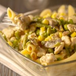 Creamy Chicken and Vegetable Pasta Sauce is EXACTLY what you need on a night like this! Our creamiest and dreamiest sauce yet, chockfull of veggies (frozen or fresh both work) infused with hard yellow cheese melted to perfection. Did we mention it's heavily accented with perfect chicken simmered on butter? This sauce is best over pasta, but we won't get mad if you use it for rice, polenta, mashed potatoes, etc. etc.