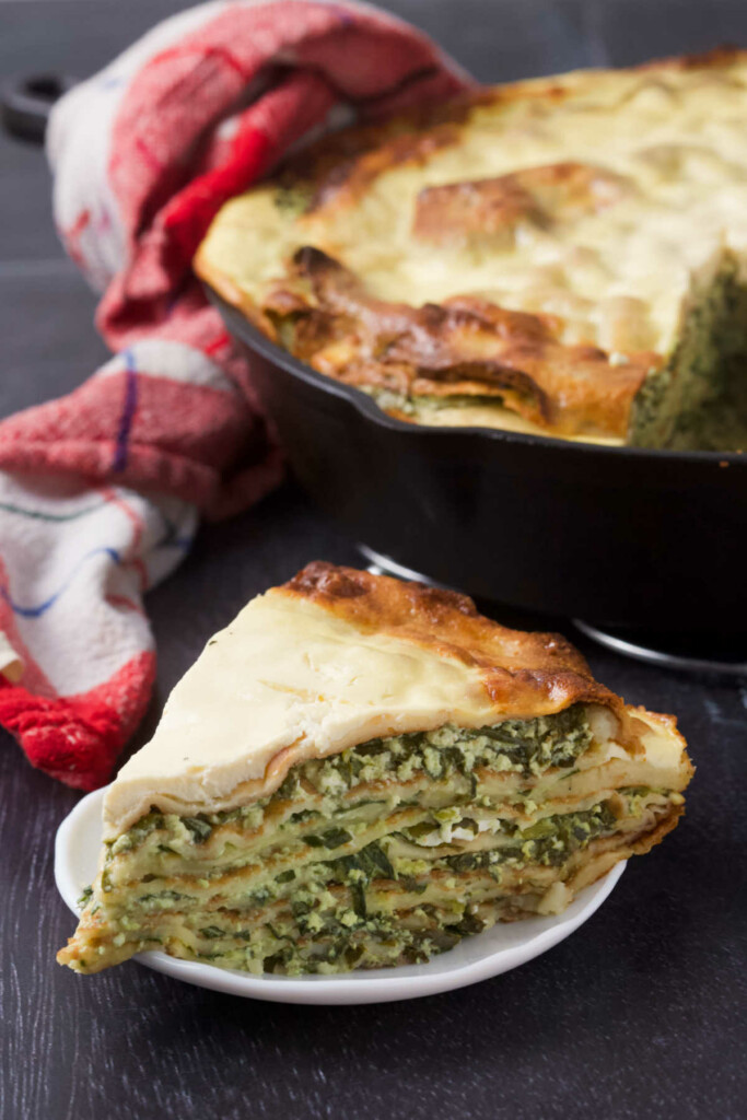 Savory Crepes [Layered, Spinach and Cheese Filling] - Balkan Lunch Box