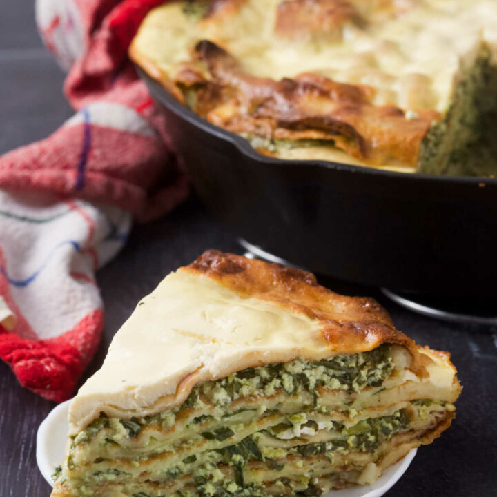 Savory Crepes [Layered, Spinach and Cheese Filling] - Balkan Lunch Box