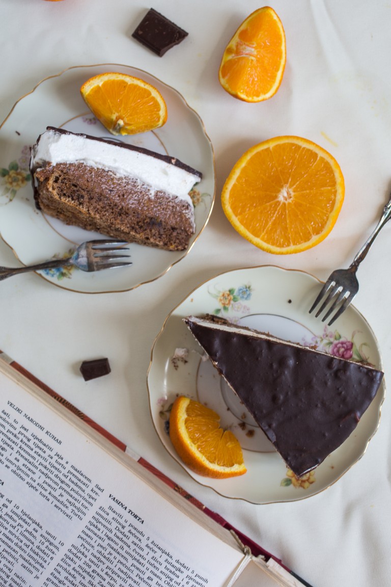 Chocolate Orange Cake with Meringue (Vasina Torta) - Balkan Lunch Box