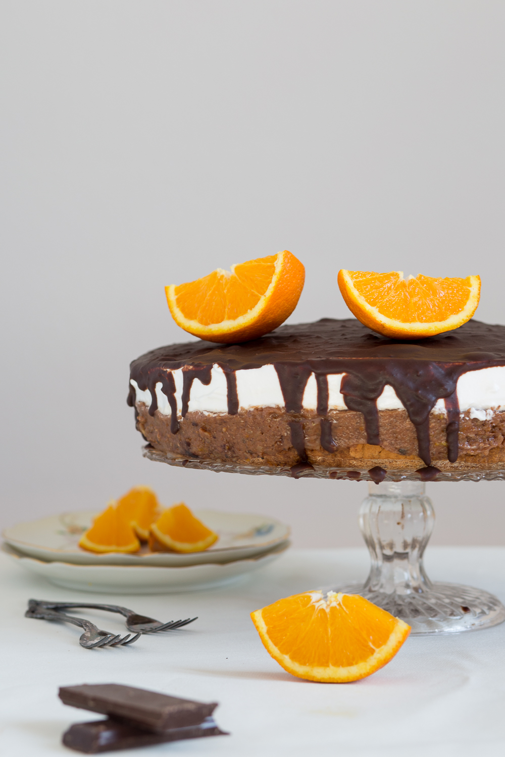 Traditional Serbian cake called Vaso's Cake. Made with dark chocolate, oranges, walnuts and meringue.