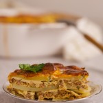 Moussaka on a plate.