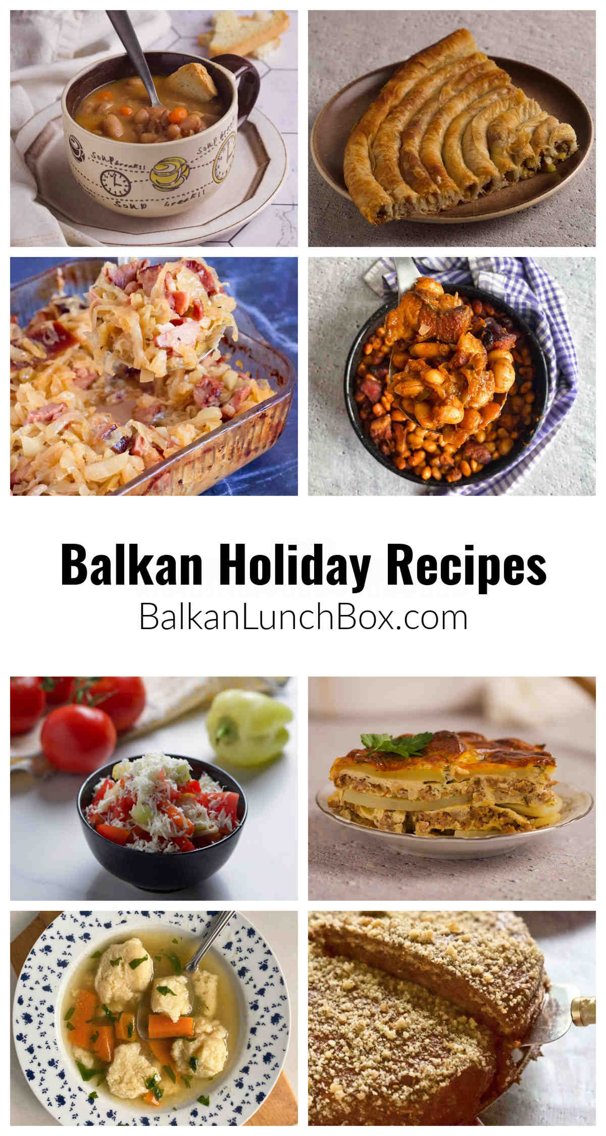 Collage of photos from the blog depicting favorite Balkan dishes.